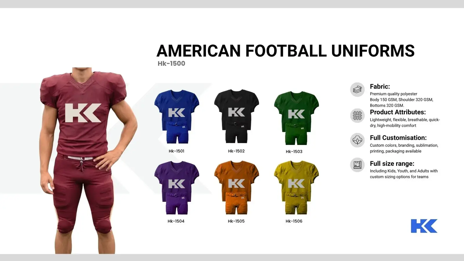 American football uniforms, catalogue page 1