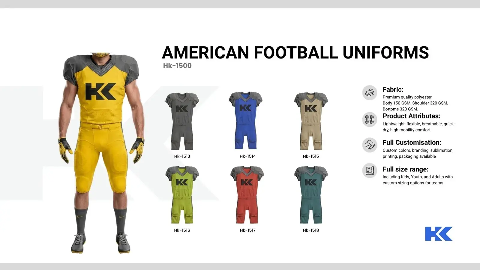 American football uniforms, catalogue page 2