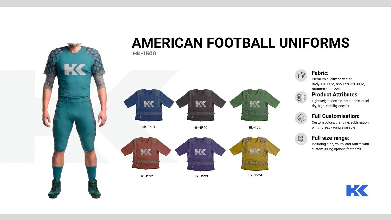 American football uniforms, catalogue page 3