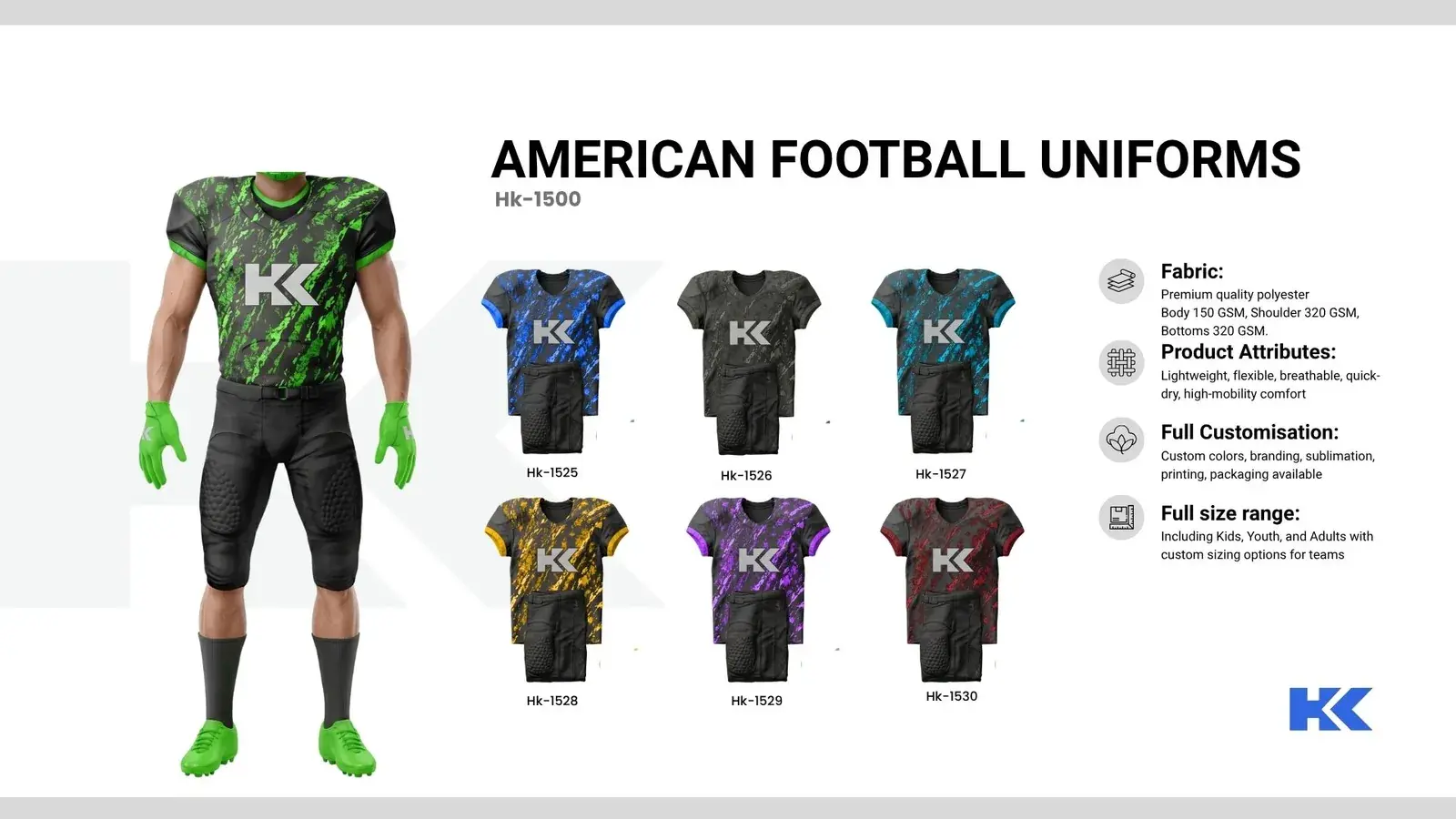 American football uniforms, catalogue page 4