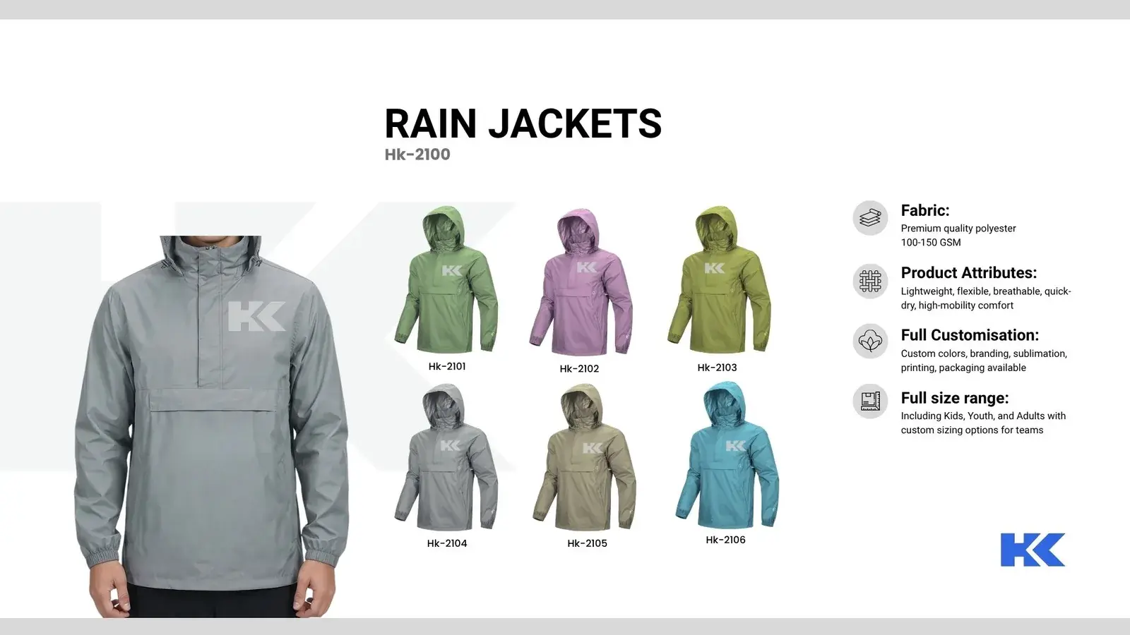Rain jackets, catalogue page 1