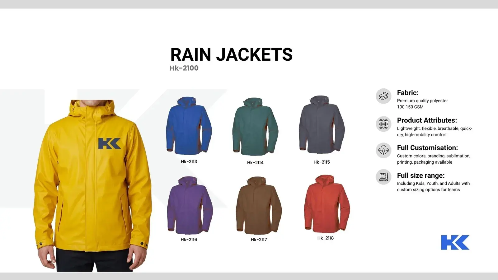 Rain jackets, catalogue page 3